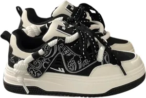 Chic Pastel Aesthetic Platform Shoes - Chunky Sneakers for Women, Available with or Without Faux Fur Trim (7,Beige & Black)