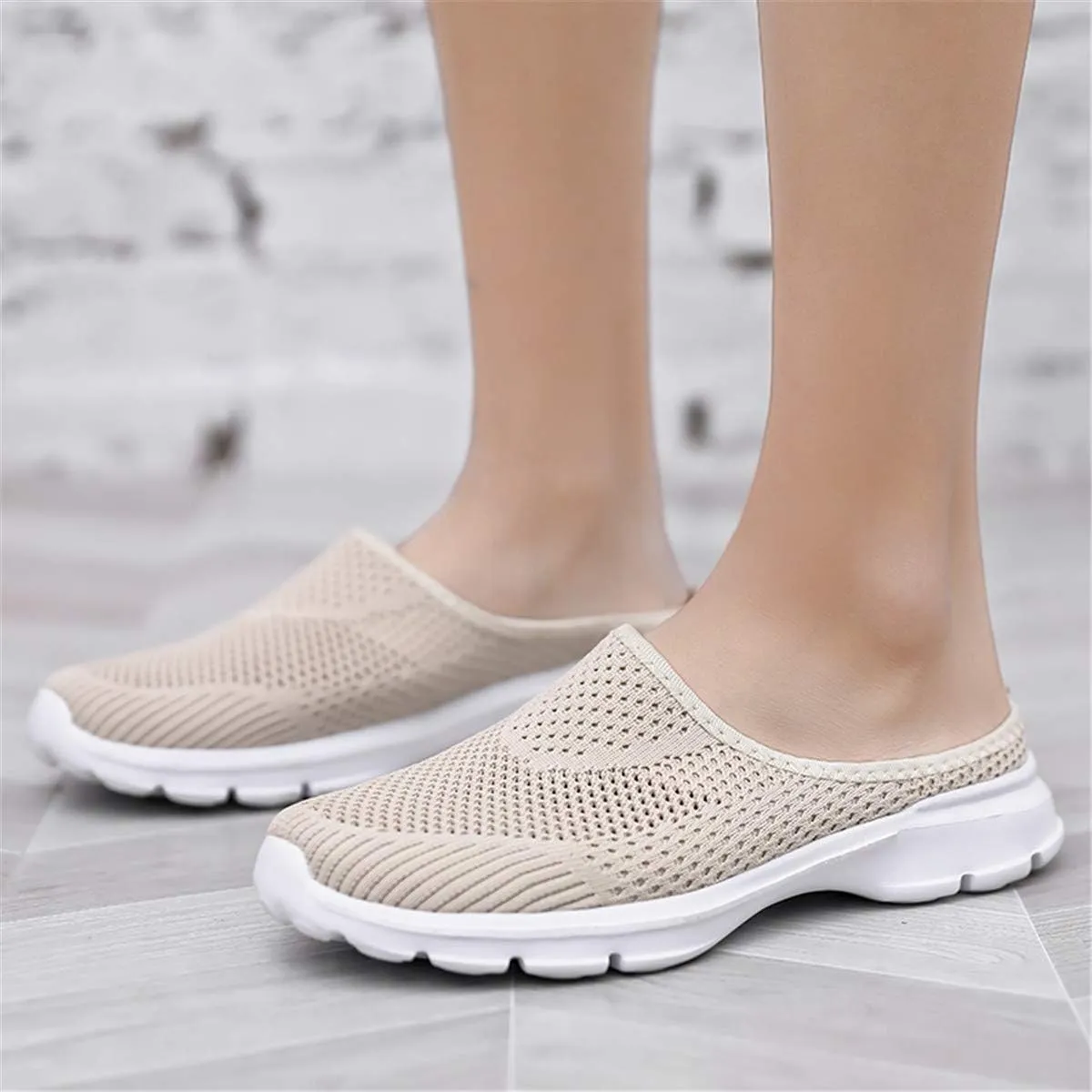 ChicWind Womens Breathable Mesh Walking Mules Sneakers Open Back Slip On Shoes