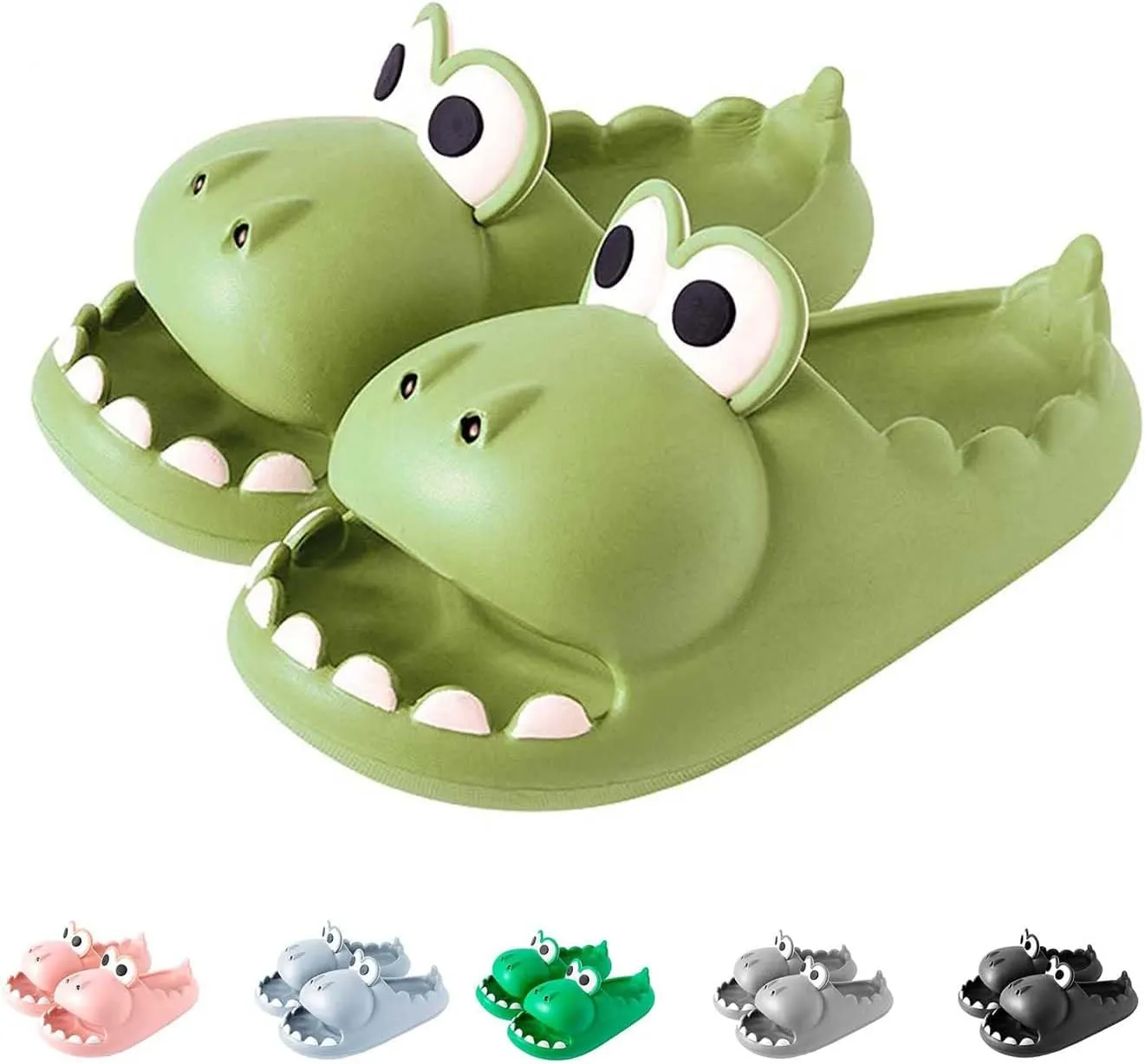 Children's Summer Sandals with Dinosaur Slippers Non-slip Indoor and Outdoor Cute Big Mouth Lightweight Slides Parent-Child Shoes Beach/Pool/Shower Slippers