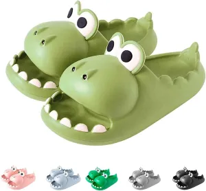 Children's Summer Sandals with Dinosaur Slippers Non-slip Indoor and Outdoor Cute Big Mouth Lightweight Slides Parent-Child Shoes Beach/Pool/Shower Slippers