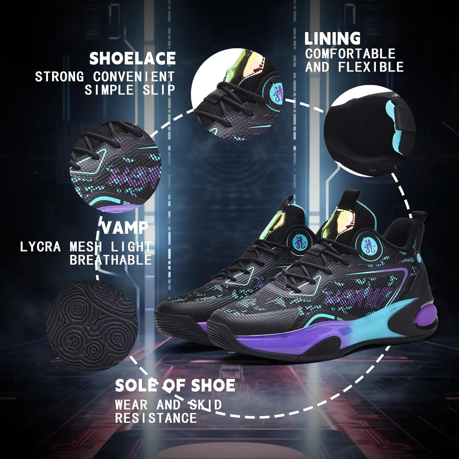 CJSPORX Men Basketball Shoes Non Slip Breathable Outdoor Fashion Sneakers