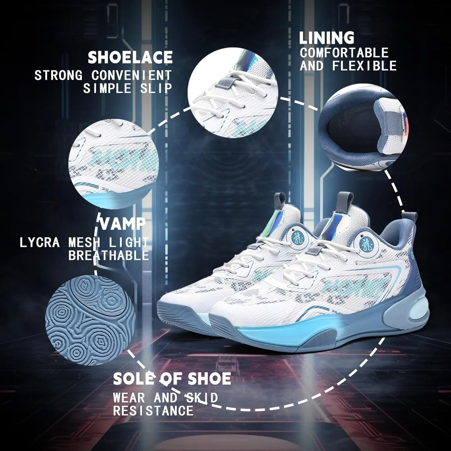 CJSPORX Men Basketball Shoes Non Slip Breathable Outdoor Fashion Sneakers