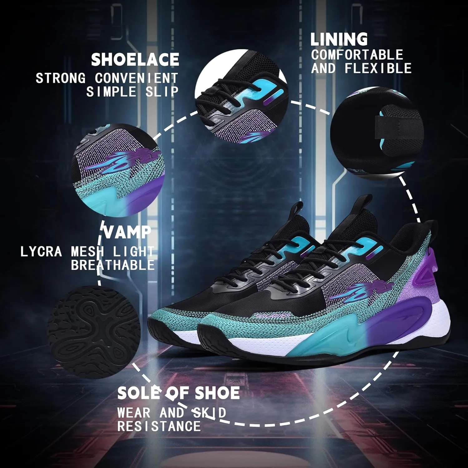 CJSPORX Men Basketball Shoes Non Slip Breathable Outdoor Fashion Sneakers