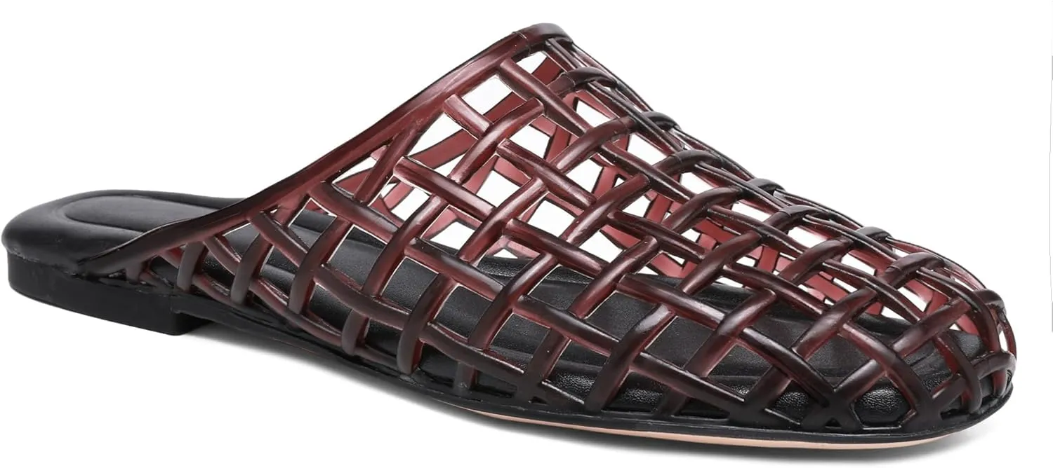 Clear Jelly Shoes for Women Slip on Jelly Mesh Slides Comfortable Closed Toe Flats Sandals Summer Beach Slippers.