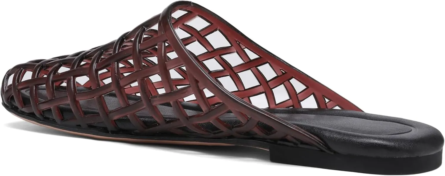Clear Jelly Shoes for Women Slip on Jelly Mesh Slides Comfortable Closed Toe Flats Sandals Summer Beach Slippers.