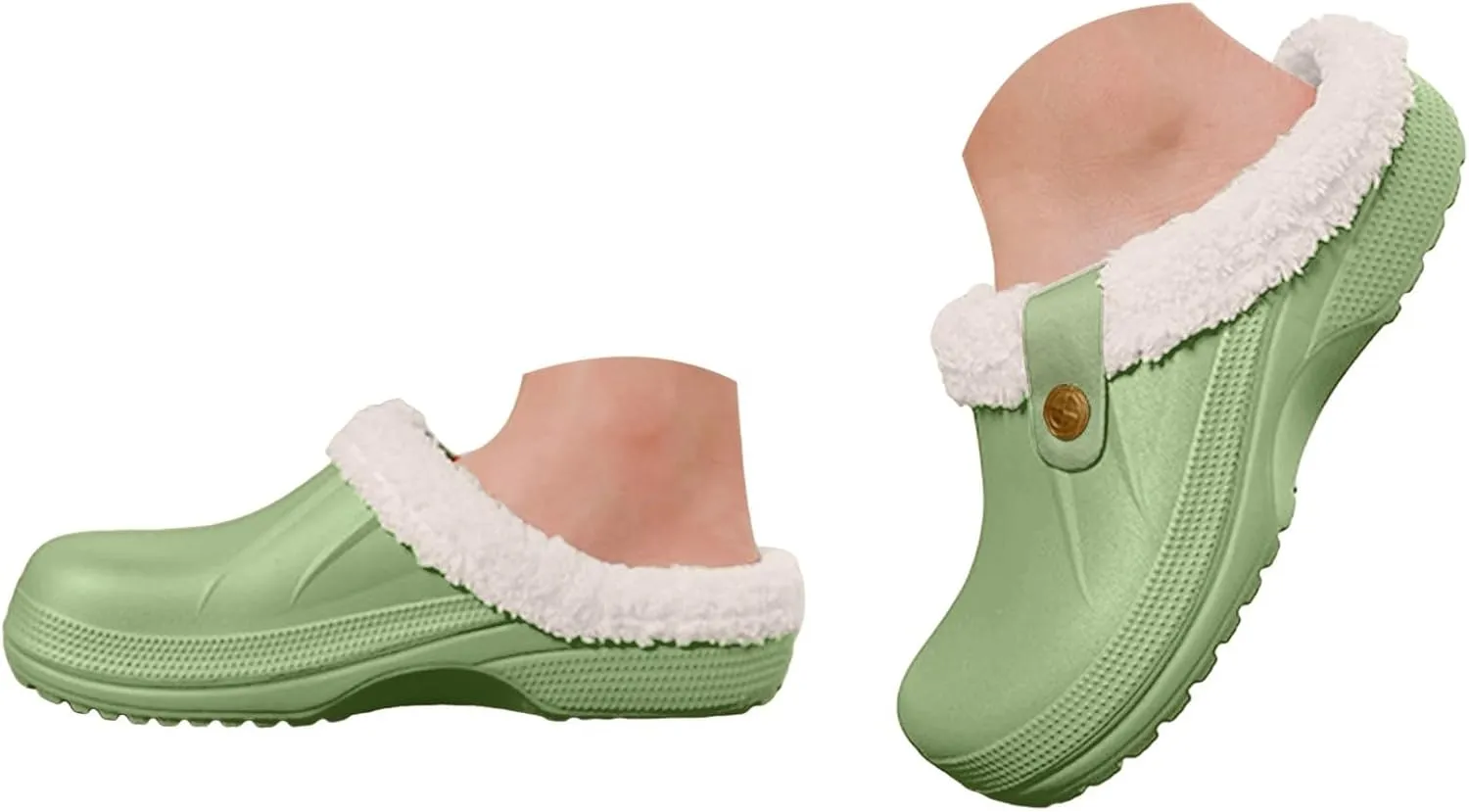 Clog Slippers for Women Fur Lined Memory Foam Winter Warm Waterproof Cozy Indoor Outdoor Mules with Faux Fur Lining
