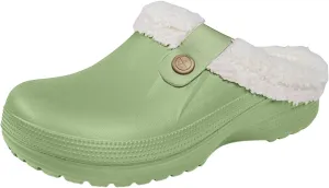 Clog Slippers for Women Fur Lined Memory Foam Winter Warm Waterproof Cozy Indoor Outdoor Mules with Faux Fur Lining