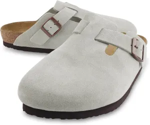 Clogs for Women Suede Clogs Cork Footbed Mules Potato Shoes with Arch Support Men's Comfort Slip-On Clogs