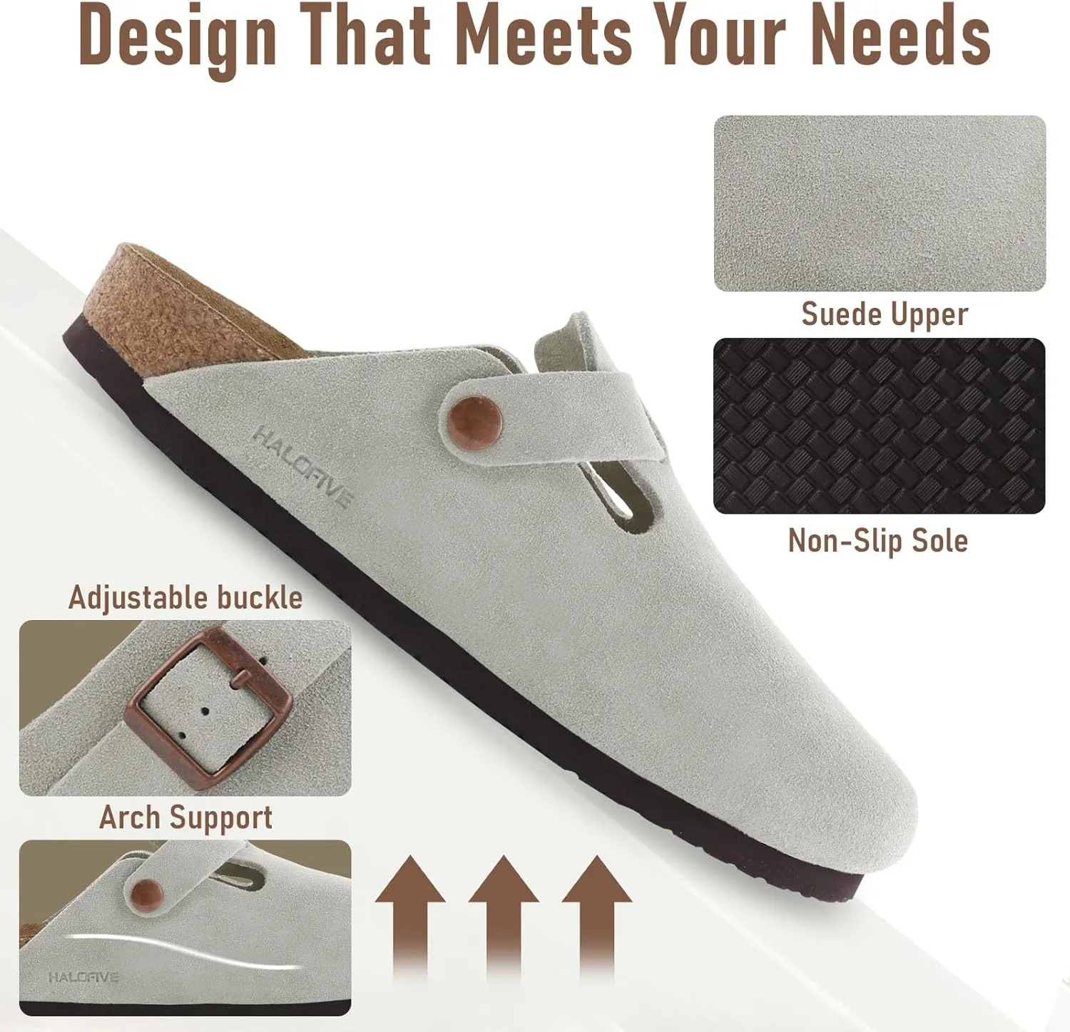 Clogs for Women Suede Clogs Cork Footbed Mules Potato Shoes with Arch Support Men's Comfort Slip-On Clogs