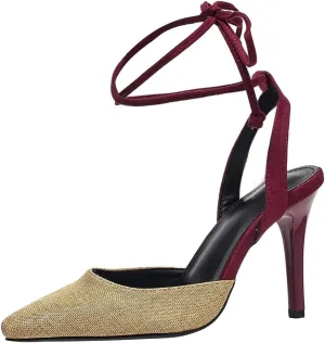 Closed Toe Heels for Women Stiletto High Heels Strappy Lace Up Heeled Sandals Comfortable Dressy Pump Shoes, US Size 5-11