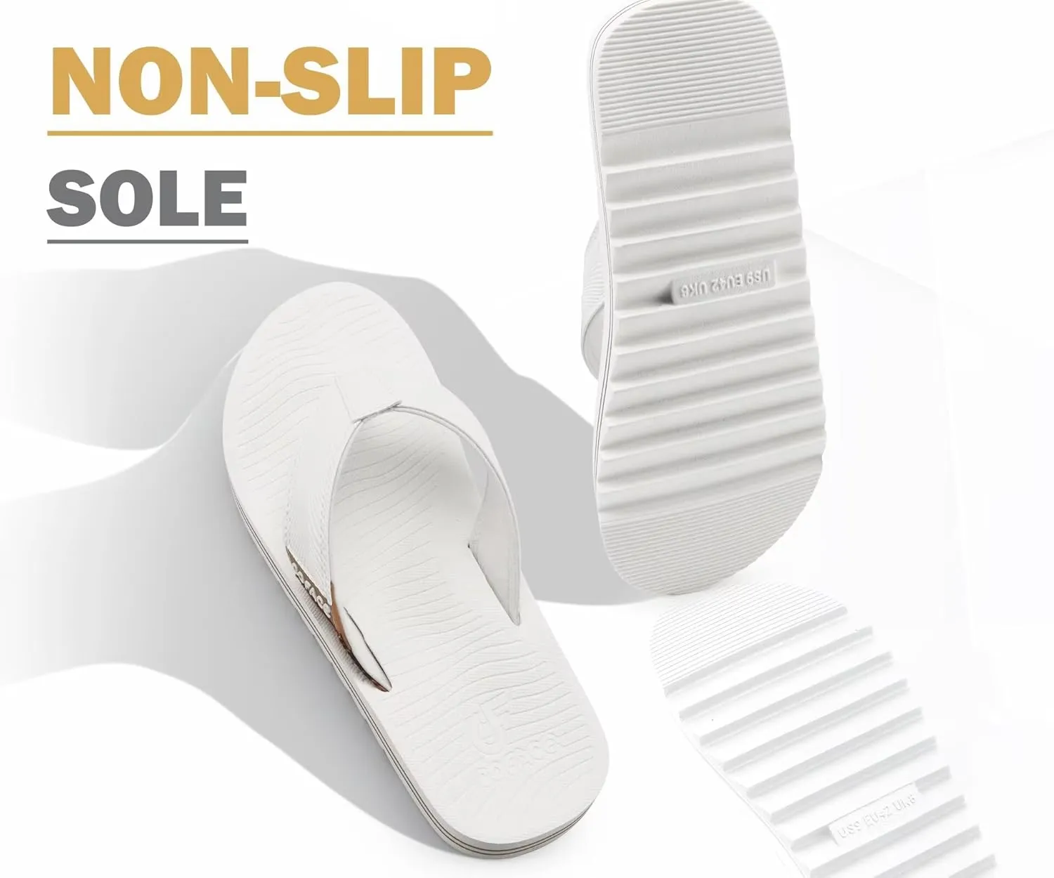 COFACE Mens Arch Support Flip Flops Yoga Mat Comfortable Thick Cushion Recovery Walking Thong Sandals Lightweight Slip On Summer Beach Slippers