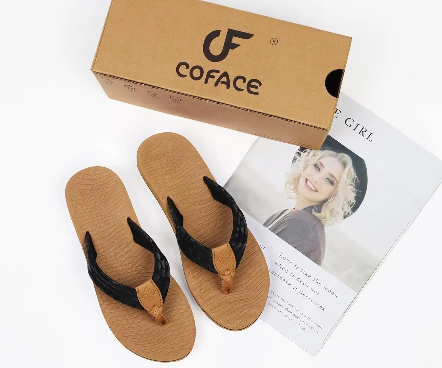 COFACE Womens Arch Support Flip Flops Yoga Mat Comfortable Thick Cushion Walking Thong Sandals Lightweight Slip On Summer Beach Slippers
