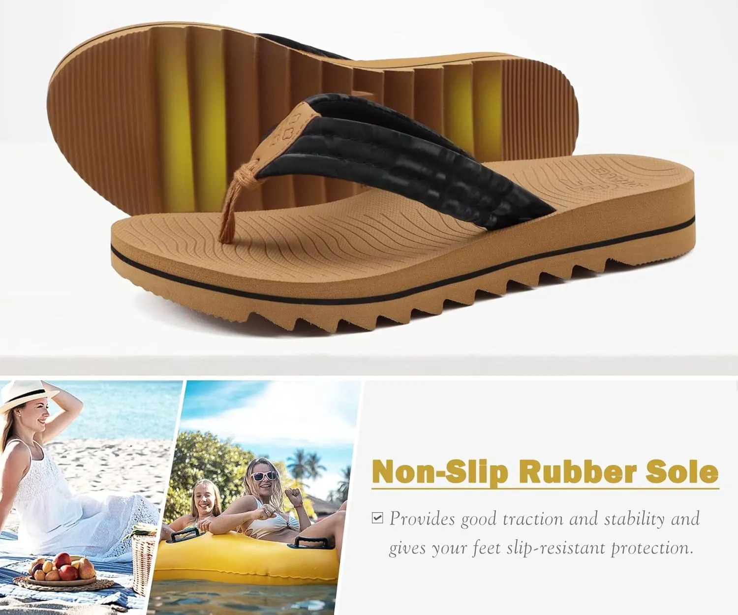 COFACE Womens Arch Support Flip Flops Yoga Mat Comfortable Thick Cushion Walking Thong Sandals Lightweight Slip On Summer Beach Slippers