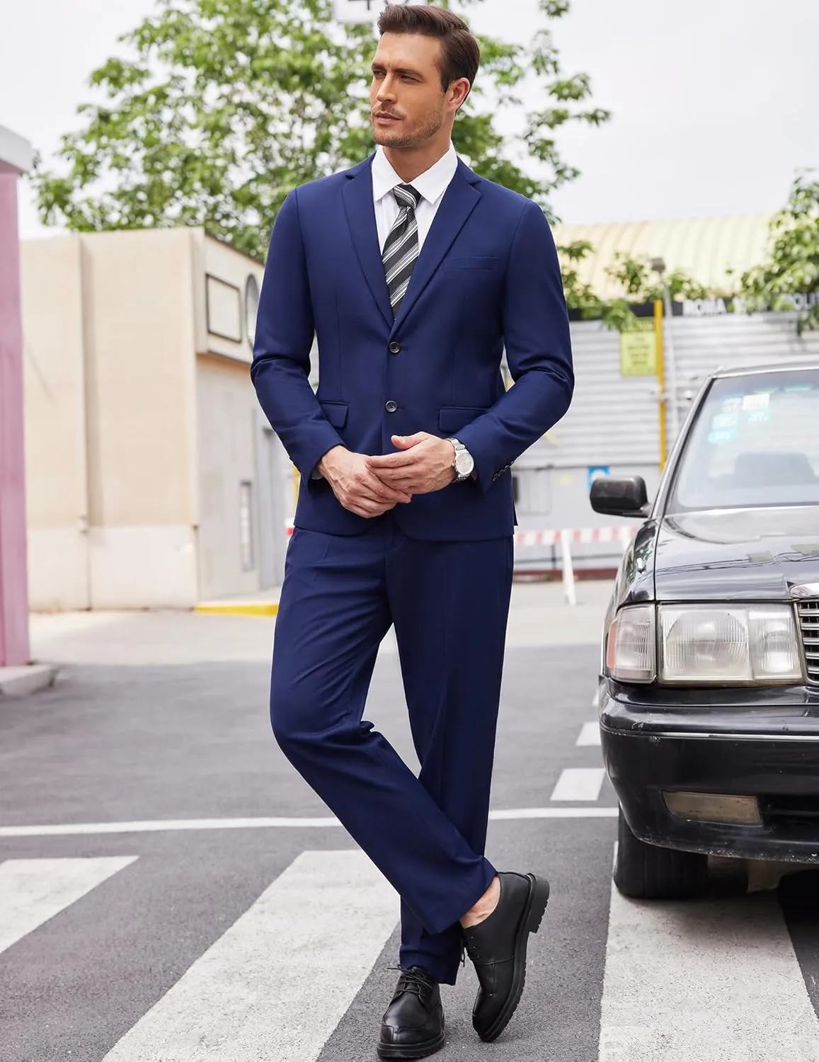 COOFANDY Men's 2 Piece Suits Classic Fit 2 Button Dress Suits Tuxedo Jacket Blazer for Wedding Business Dinner Prom
