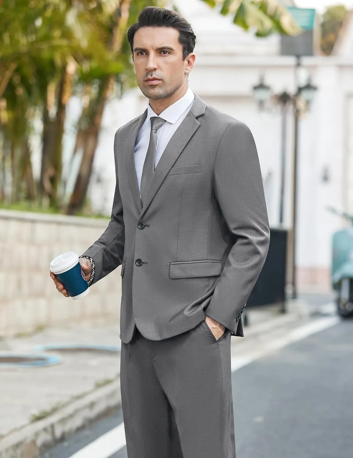 COOFANDY Men's 2 Piece Suits Classic Fit 2 Button Dress Suits Tuxedo Jacket Blazer for Wedding Business Dinner Prom