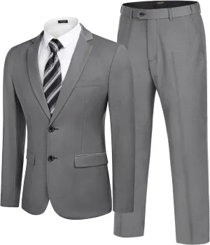 COOFANDY Men's 2 Piece Suits Classic Fit 2 Button Dress Suits Tuxedo Jacket Blazer for Wedding Business Dinner Prom