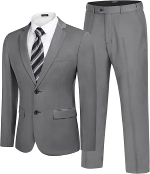 COOFANDY Men's 2 Piece Suits Classic Fit 2 Button Dress Suits Tuxedo Jacket Blazer for Wedding Business Dinner Prom