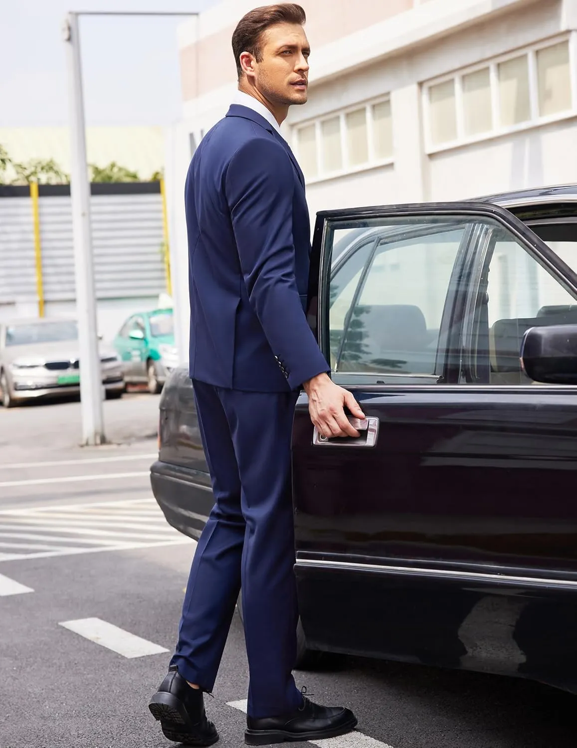 COOFANDY Men's 2 Piece Suits Classic Fit 2 Button Dress Suits Tuxedo Jacket Blazer for Wedding Business Dinner Prom