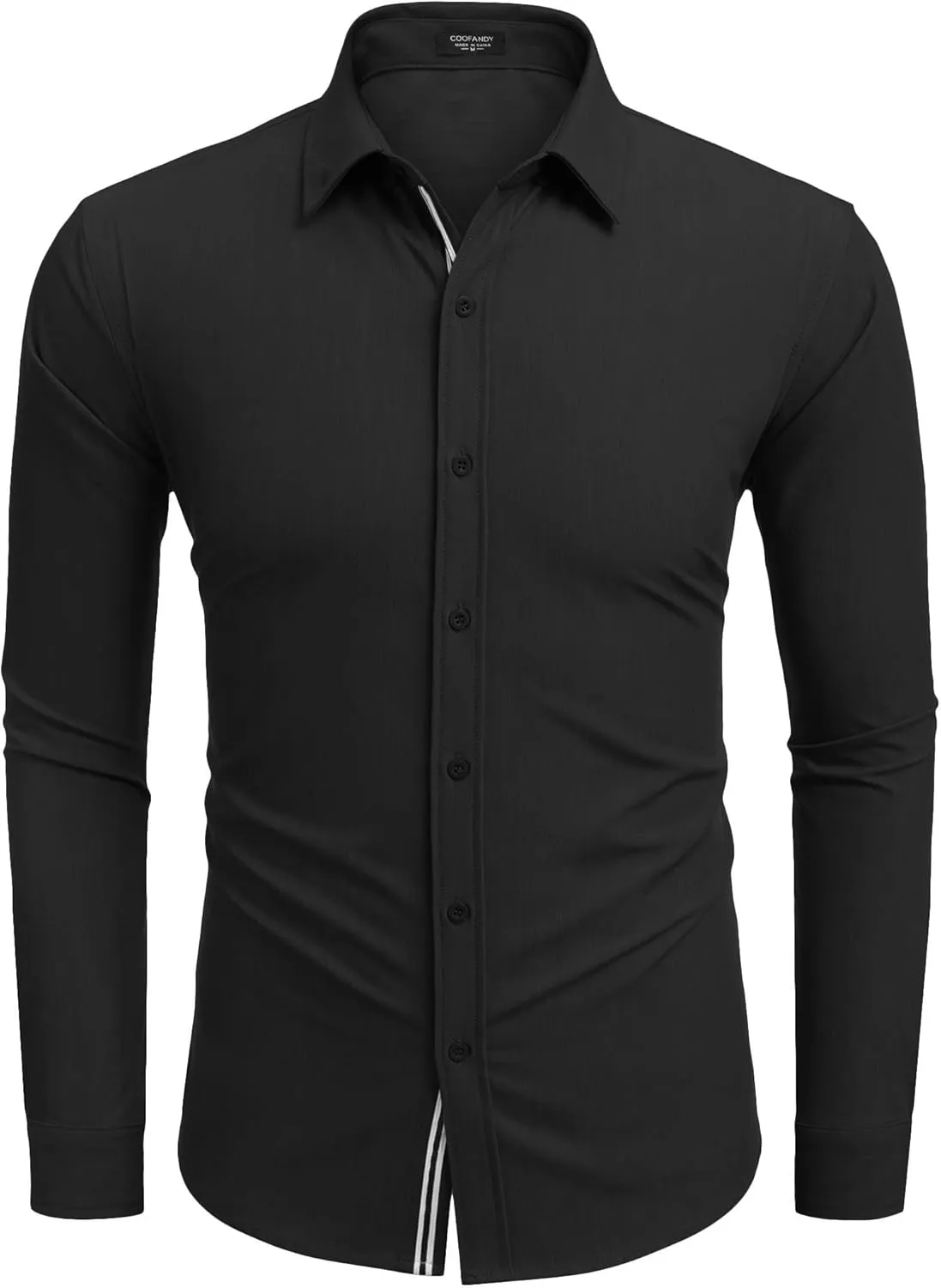 COOFANDY Mens Casual Button Down Shirt Untucked Long Sleeve Stretch Denim Dress Shirt