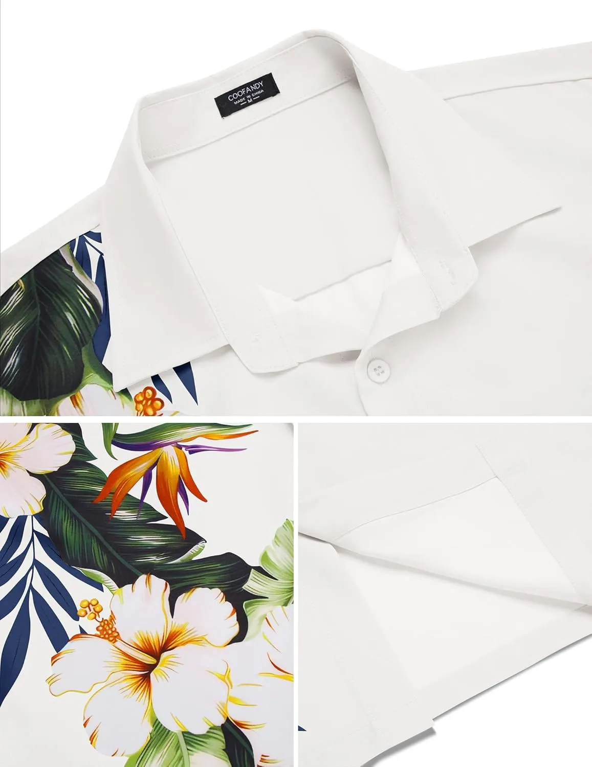 COOFANDY Mens Hawaiian Tropical Shirts Short Sleeve Button Down Summer Beach Shirt with Pocket