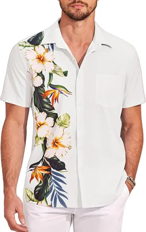 COOFANDY Mens Hawaiian Tropical Shirts Short Sleeve Button Down Summer Beach Shirt with Pocket