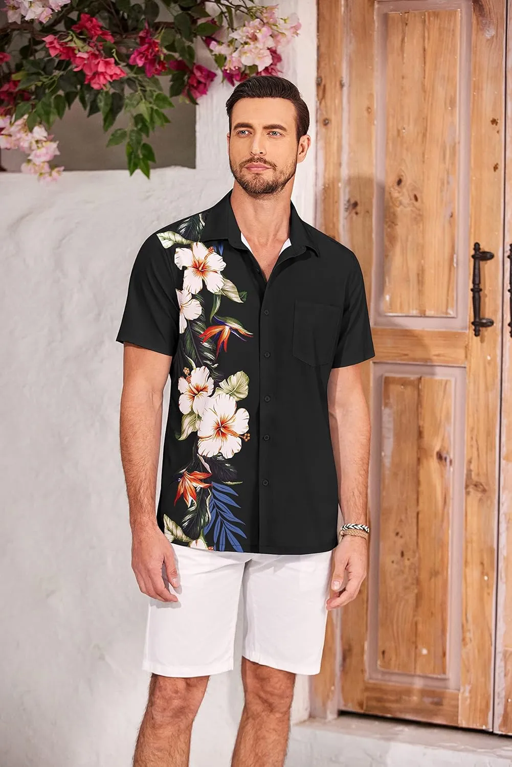 COOFANDY Mens Hawaiian Tropical Shirts Short Sleeve Button Down Summer Beach Shirt with Pocket