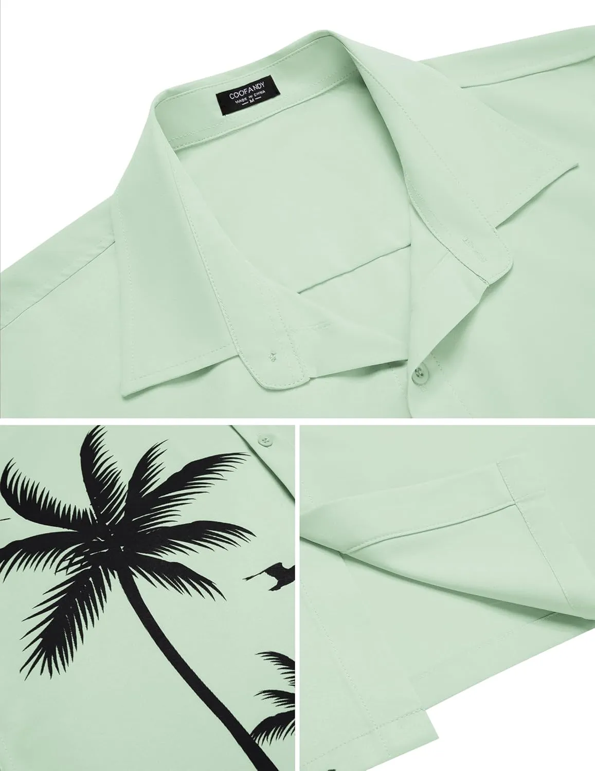 COOFANDY Mens Hawaiian Tropical Shirts Short Sleeve Button Down Summer Beach Shirt with Pocket