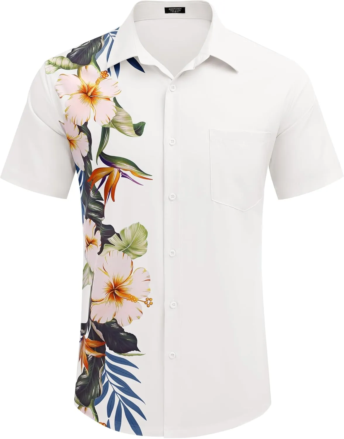COOFANDY Mens Hawaiian Tropical Shirts Short Sleeve Button Down Summer Beach Shirt with Pocket