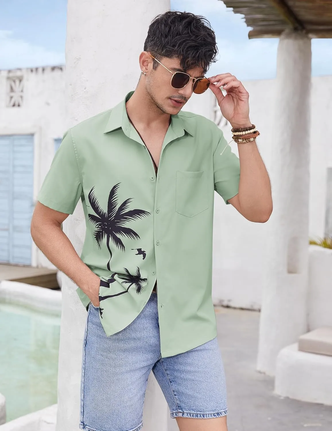 COOFANDY Mens Hawaiian Tropical Shirts Short Sleeve Button Down Summer Beach Shirt with Pocket