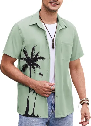 COOFANDY Mens Hawaiian Tropical Shirts Short Sleeve Button Down Summer Beach Shirt with Pocket
