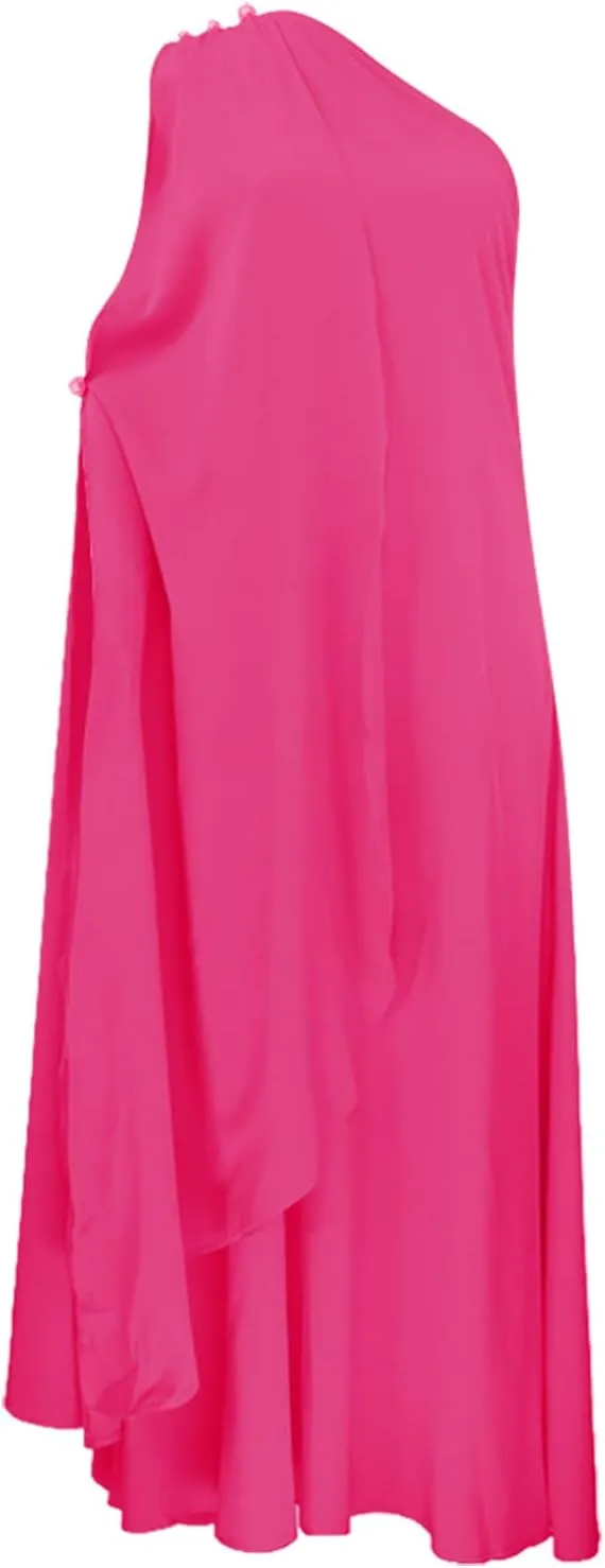 Cotton Dresses for Women 2025 Summer Trendy One Shoulder Midi Dresses Side Split Bandage Bodycon Club Long Dress
