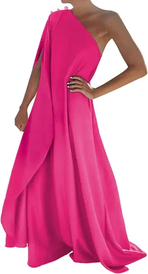 Cotton Dresses for Women 2025 Summer Trendy One Shoulder Midi Dresses Side Split Bandage Bodycon Club Long Dress