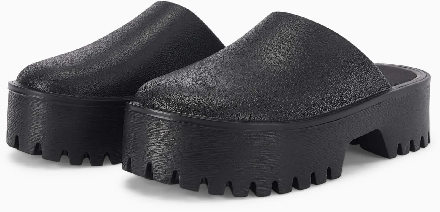 Coutgo Women's Platform Mules Slip On Thick Sole Slippers Closed Toe Cute Comfort Shoes