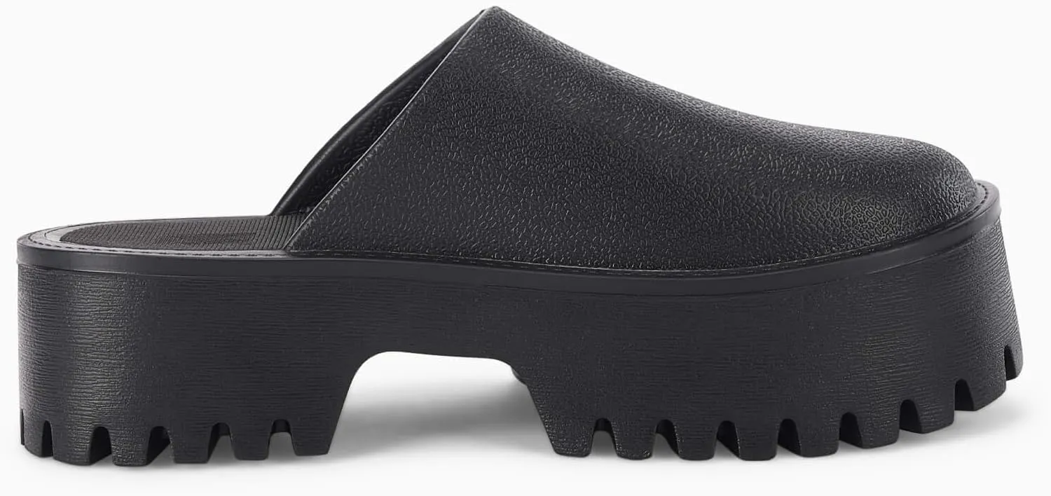 Coutgo Women's Platform Mules Slip On Thick Sole Slippers Closed Toe Cute Comfort Shoes