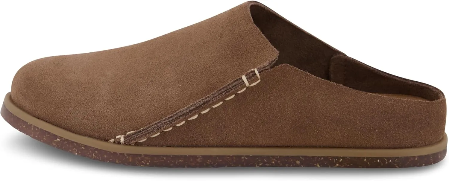 CUSHIONAIRE Women's Clay Genuine Leather footbed clog with  Comfort padding