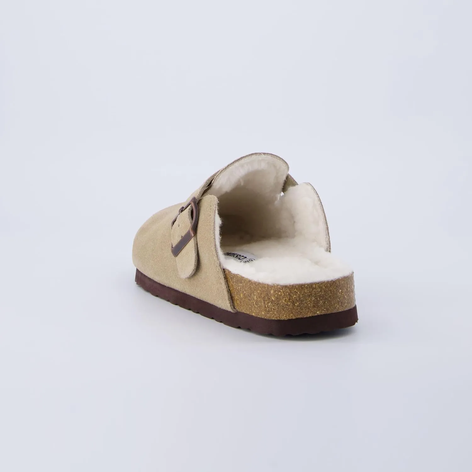 CUSHIONAIRE Women's Hana Cork footbed clog with Genuine Leather upper, Faux Fur lining, and  Comfort