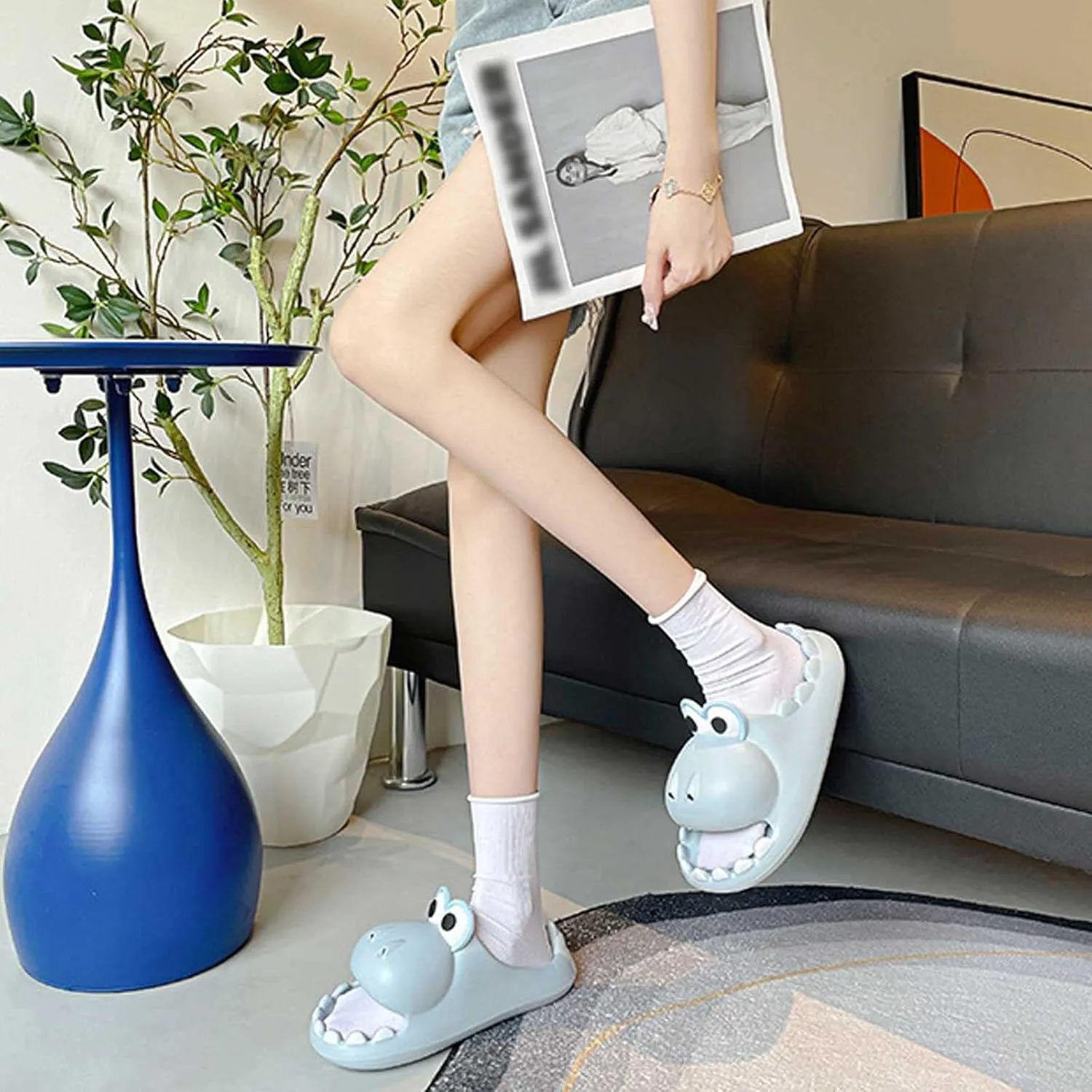 Cute Dinosaur Slides Slippers for Women Men 1.57 in Super Soft Thick Bottom House Shoes Dinosaur Shower Sandal Open Toe Slippers Summer Beach Shower Home House