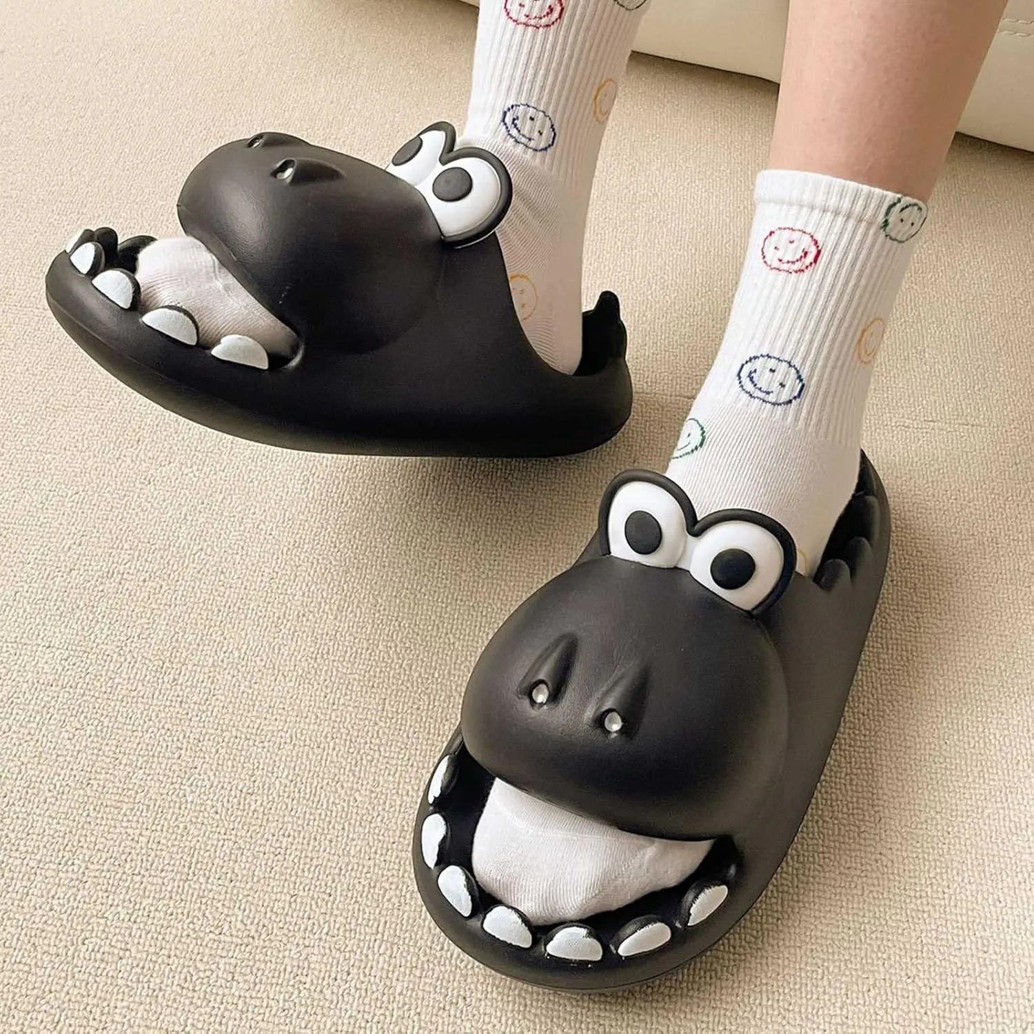 Cute Dinosaur Slides Slippers for Women Men 1.57 in Super Soft Thick Bottom House Shoes Dinosaur Shower Sandal Open Toe Slippers Summer Beach Shower Home House