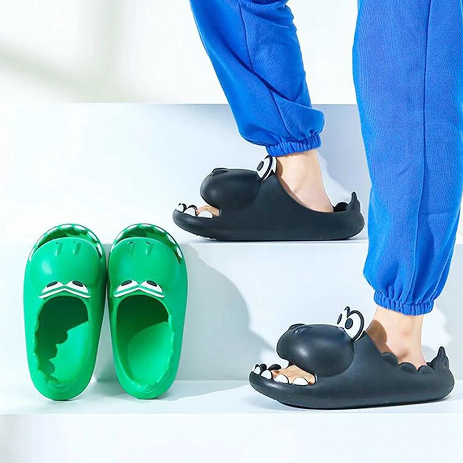 Cute Dinosaur Slides Slippers for Women Men 1.57 in Super Soft Thick Bottom House Shoes Dinosaur Shower Sandal Open Toe Slippers Summer Beach Shower Home House