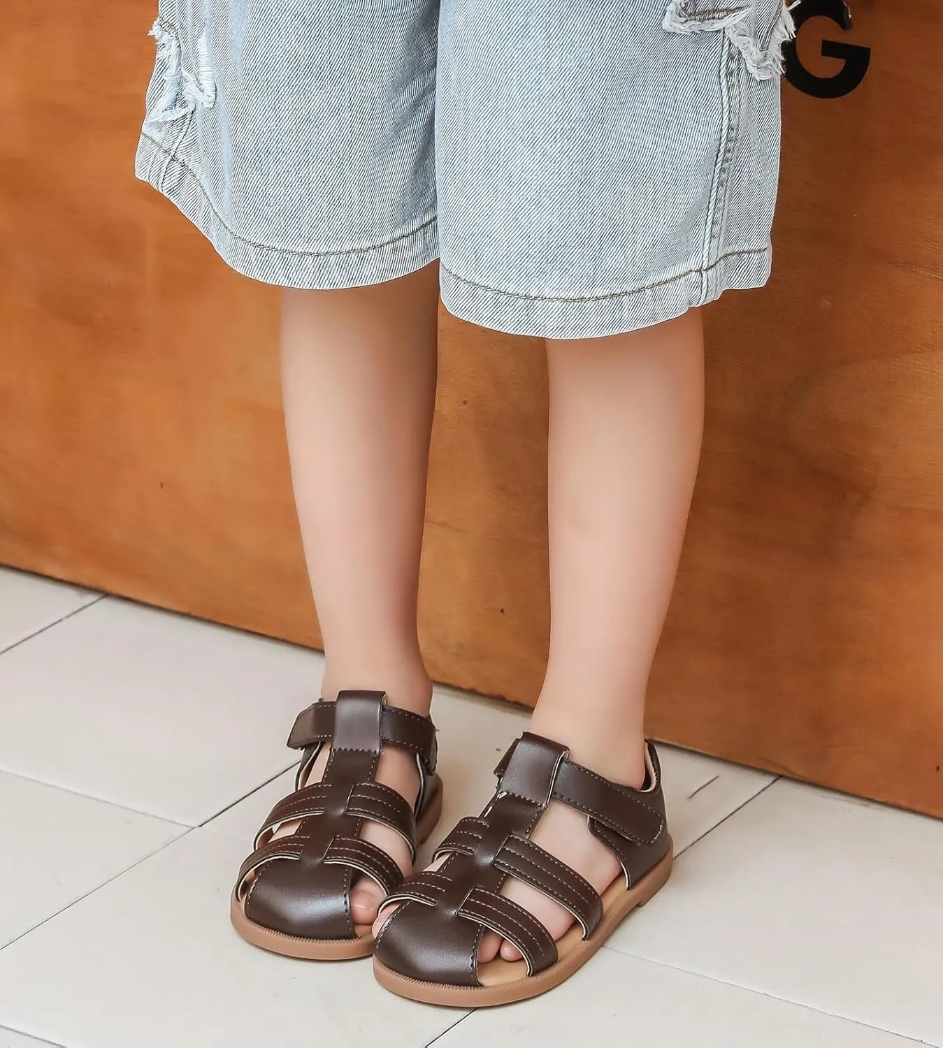 DADAWEN Toddler Little Kid Boys Girls Summer Lightweight Soft Rubber Sole Closed-Toe Non-Slip Outdoor Athletic Sandals