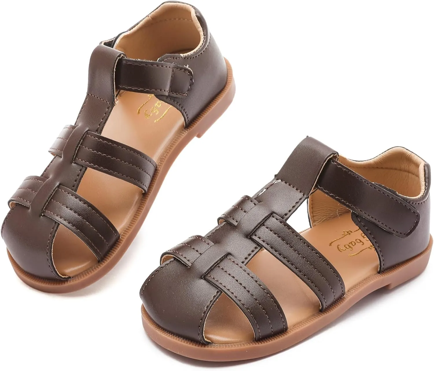 DADAWEN Toddler Little Kid Boys Girls Summer Lightweight Soft Rubber Sole Closed-Toe Non-Slip Outdoor Athletic Sandals