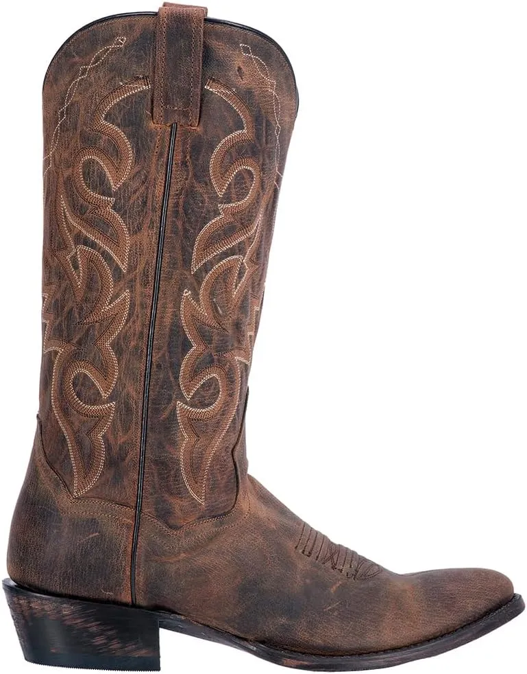 Dan Post Mens Milwaukee Embroidered Narrow Round Toe Casual Boots Mid Calf - Black
