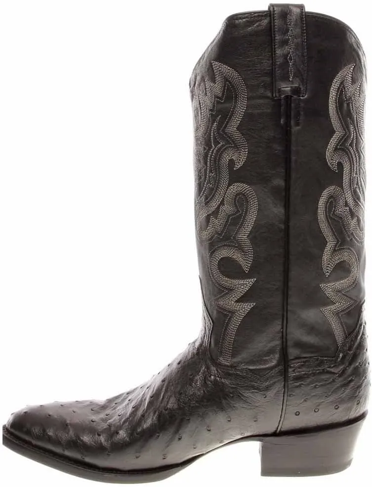 Dan Post Mens Tempe Ostrich Embroidered Round Toe Pull On Dress Boots - Brown