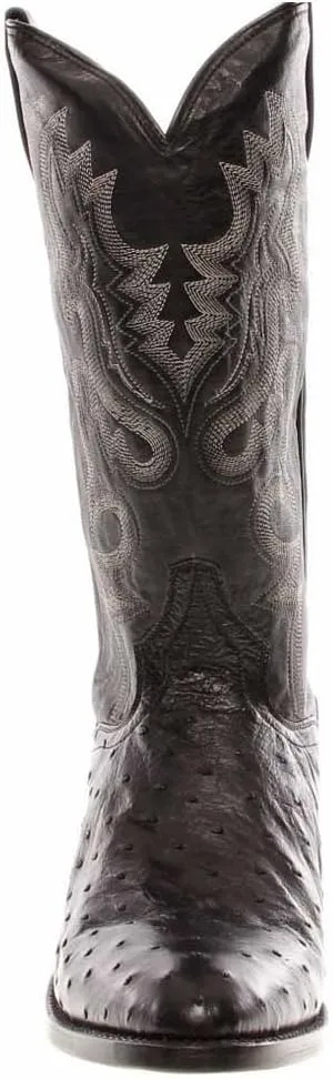 Dan Post Mens Tempe Ostrich Embroidered Round Toe Pull On Dress Boots - Brown