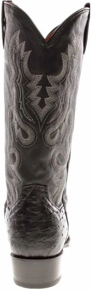 Dan Post Mens Tempe Ostrich Embroidered Round Toe Pull On Dress Boots - Brown