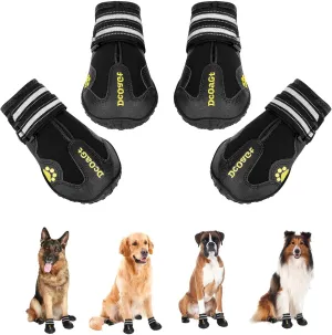 DcOaGt Dog Shoes Waterproof Dog Boots for Small Medium Large Puppy with Reflective Straps Rugged Anti-Slip Sole,Paw Protectors Dog Booties for Hot Pavement Winter Snow Rain Hiking 4PCS Black