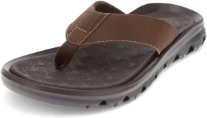 Dockers Men's Casual Flip-Flop, Dark Tan, 13