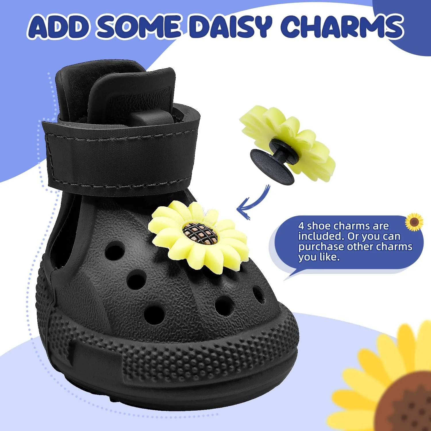 Dog Shoes for Hot Pavement - Breathable Dog Sandals with Non Slip Soles & Reflective Straps, Easy ON & Off, Easy-Clean Summer Outdoor Pet Boots for Small Medium Large Dogs, Black, 7