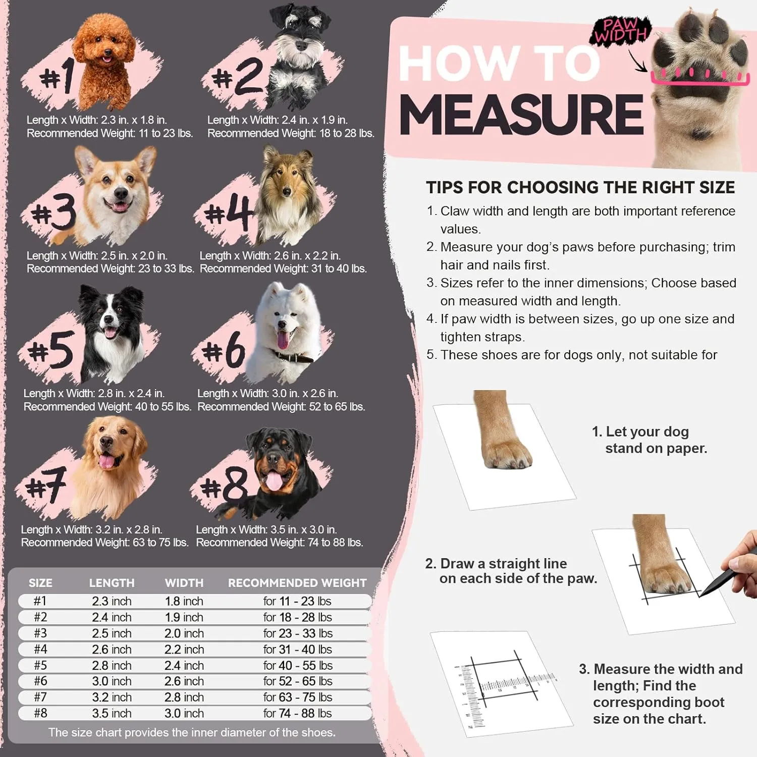 Dog Shoes for Large Small Medium Dogs, Breathable Mesh Dog Boots & Paw Protectors for Summer Hot Pavement Winter Snow, Waterproof Anti-Slip Dog Booties for Hiking Hardwood Floors(Pink-Purple7)