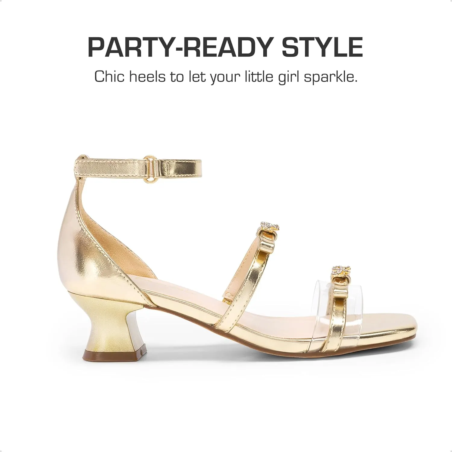 DREAM PAIRS Girls Sandals Low Heel Dress Pump Ankle Strap Two Strapped Bow Flower Wedding Party Shoes for Little Kid/Big Kid